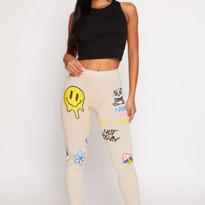 Graphic Print High Waisted Leggings