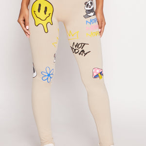 Graphic Print High Waisted Leggings