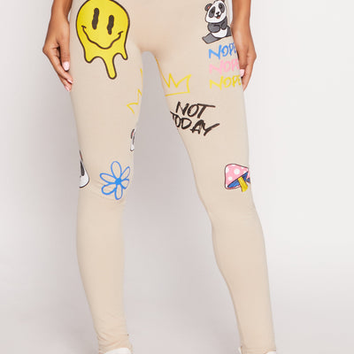Graphic Print High Waisted Leggings