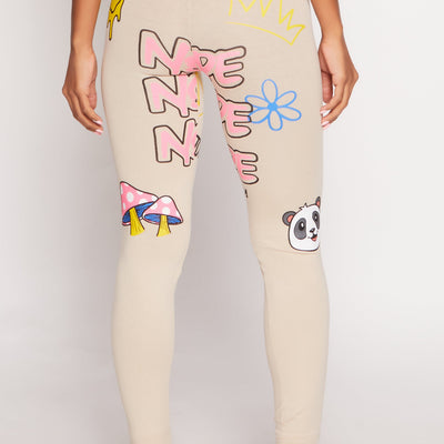 Graphic Print High Waisted Leggings