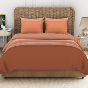 Geometric Apricot Orange - Dark Orange 100% Cotton Shell Double Quilt / AC Comforter - Adonia By Spaces