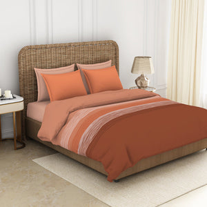 Geometric Apricot Orange - Dark Orange 100% Cotton Shell Double Quilt / AC Comforter - Adonia By Spaces