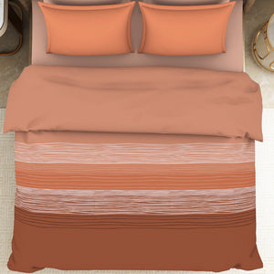 Geometric Apricot Orange - Dark Orange 100% Cotton Shell Double Quilt / AC Comforter - Adonia By Spaces
