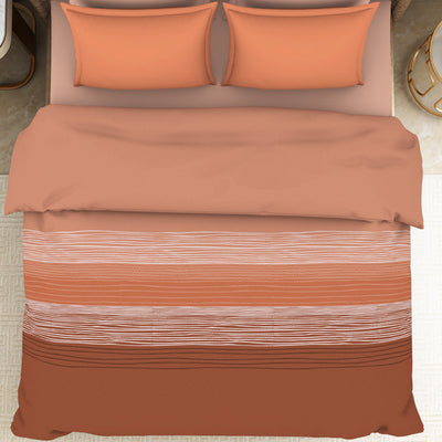 Geometric Apricot Orange - Dark Orange 100% Cotton Shell Double Quilt / AC Comforter - Adonia By Spaces