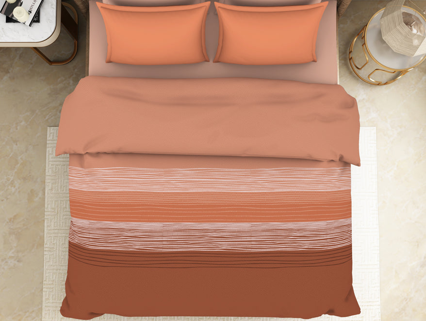 Geometric Apricot Orange - Dark Orange 100% Cotton Shell Double Quilt / AC Comforter - Adonia By Spaces