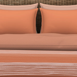 Geometric Apricot Orange - Dark Orange 100% Cotton Shell Double Quilt / AC Comforter - Adonia By Spaces