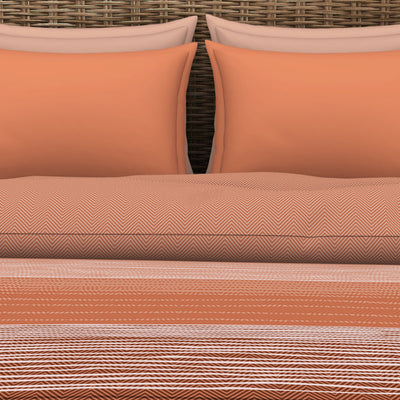 Geometric Apricot Orange - Dark Orange 100% Cotton Shell Double Quilt / AC Comforter - Adonia By Spaces
