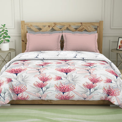 Floral Teaberry - Pink 100% Cotton Shell Double Quilt / AC Comforter - Blockbuster Plus By Spaces