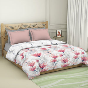 Floral Teaberry - Pink 100% Cotton Shell Double Quilt / AC Comforter - Blockbuster Plus By Spaces