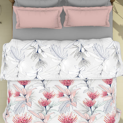 Floral Teaberry - Pink 100% Cotton Shell Double Quilt / AC Comforter - Blockbuster Plus By Spaces