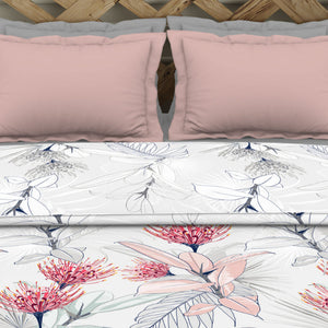 Floral Teaberry - Pink 100% Cotton Shell Double Quilt / AC Comforter - Blockbuster Plus By Spaces