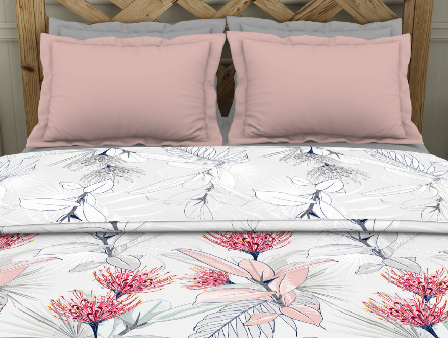 Floral Teaberry - Pink 100% Cotton Shell Double Quilt / AC Comforter - Blockbuster Plus By Spaces