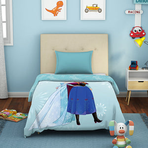 Disney Frozen Ice Blue - Light Blue 100% Cotton Shell Single Quilt / AC Comforter - By Spaces