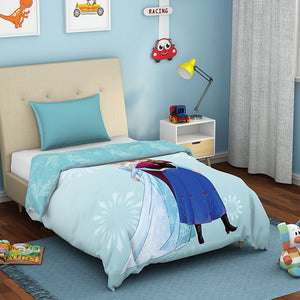 Disney Frozen Ice Blue - Light Blue 100% Cotton Shell Single Quilt / AC Comforter - By Spaces