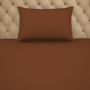 Solid Sequoia - Brown Cotton Rich Single Bedsheet - Restora By Welspun