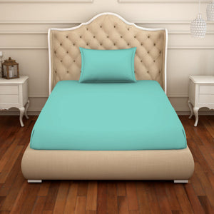 Solid Leisure Time - Light Green Cotton Rich Single Bedsheet - Restora By Welspun
