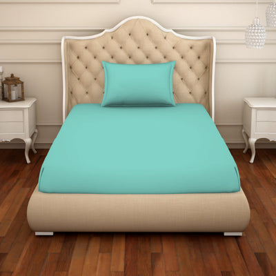 Solid Leisure Time - Light Green Cotton Rich Single Bedsheet - Restora By Welspun