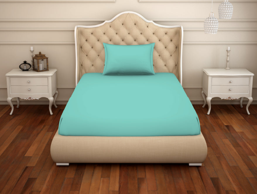 Solid Leisure Time - Light Green Cotton Rich Single Bedsheet - Restora By Welspun