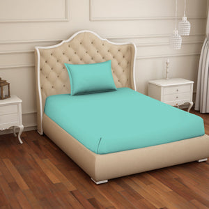 Solid Leisure Time - Light Green Cotton Rich Single Bedsheet - Restora By Welspun