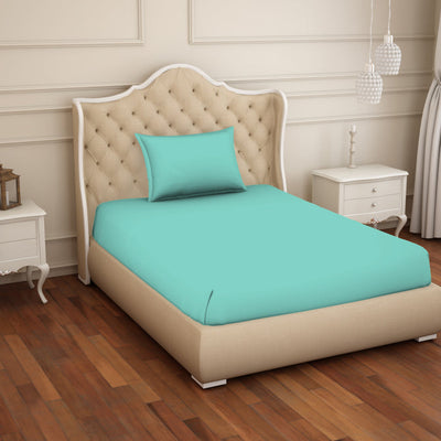 Solid Leisure Time - Light Green Cotton Rich Single Bedsheet - Restora By Welspun