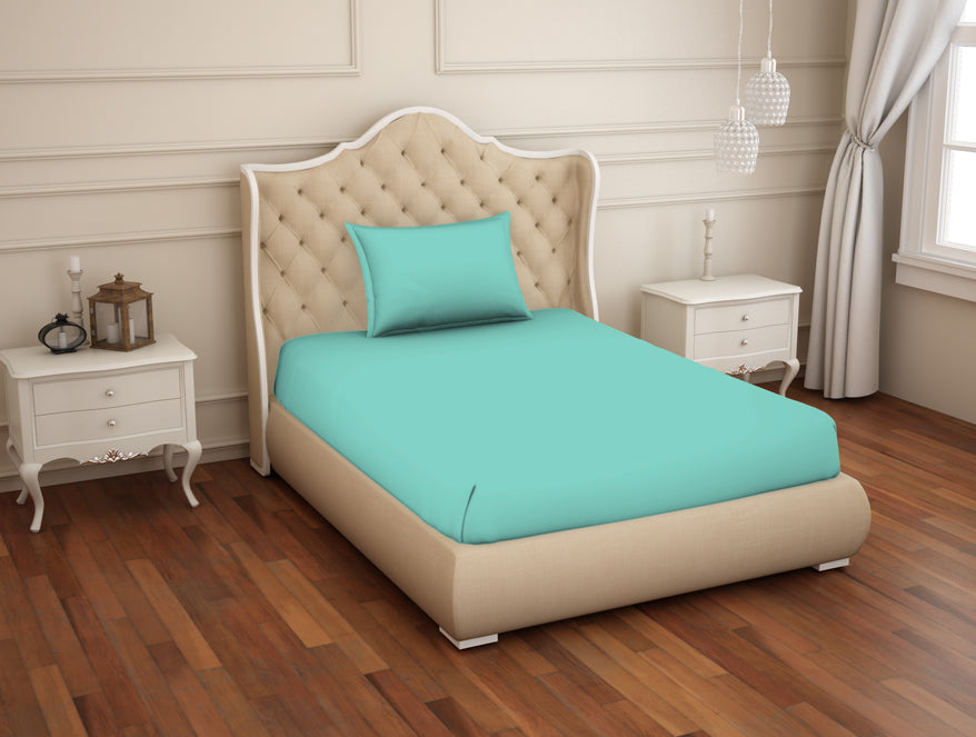 Solid Leisure Time - Light Green Cotton Rich Single Bedsheet - Restora By Welspun