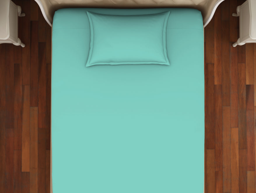 Solid Leisure Time - Light Green Cotton Rich Single Bedsheet - Restora By Welspun