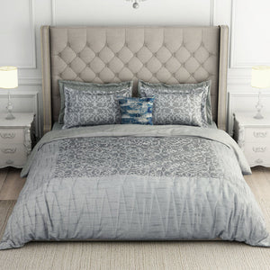 Floral Nimbus Cloud - Light Grey 100% Cotton Shell Bed In A Bag - Toujours By Spaces