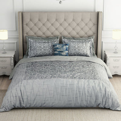 Floral Nimbus Cloud - Light Grey 100% Cotton Shell Bed In A Bag - Toujours By Spaces