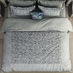 Floral Nimbus Cloud - Light Grey 100% Cotton Shell Bed In A Bag - Toujours By Spaces
