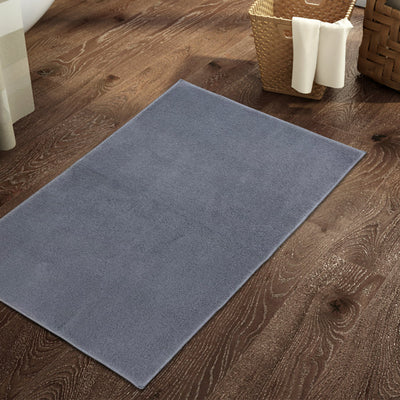 Anti Skid Gunmental Grey Drylon Small Bath Mat - Raang By Welspun