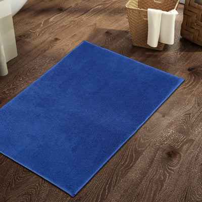 Anti Skid Navy Blue Drylon Large Bath Mat - Raang By Welspun