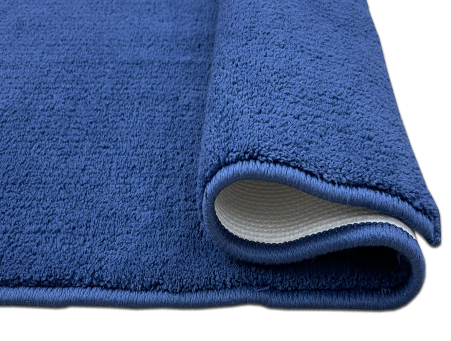 Anti Skid Navy Blue Drylon Large Bath Mat - Raang By Welspun