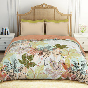 Floral Dusty Aqua - Light Aqua Hygro Cotton Shell Double Quilt / AC Comforter - Greeneries By Spaces