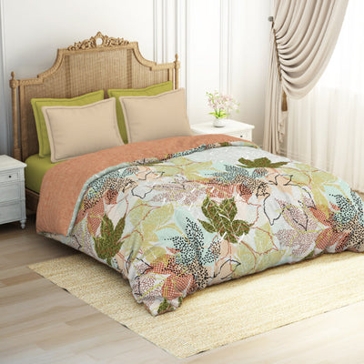 Floral Dusty Aqua - Light Aqua Hygro Cotton Shell Double Quilt / AC Comforter - Greeneries By Spaces