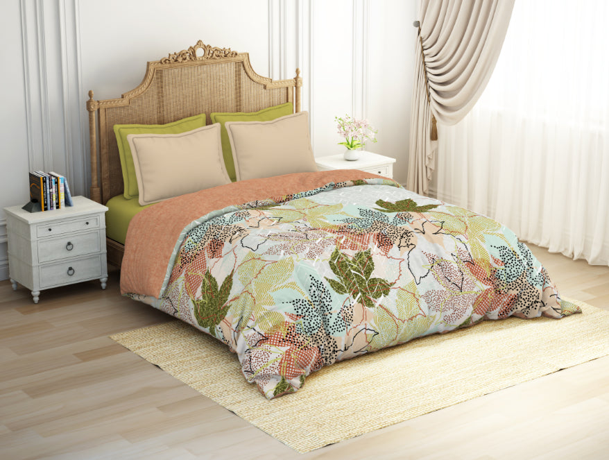 Floral Dusty Aqua - Light Aqua Hygro Cotton Shell Double Quilt / AC Comforter - Greeneries By Spaces