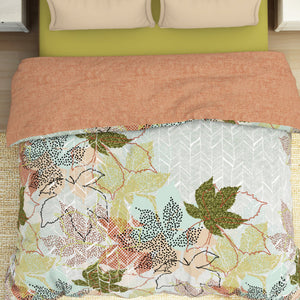 Floral Dusty Aqua - Light Aqua Hygro Cotton Shell Double Quilt / AC Comforter - Greeneries By Spaces