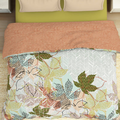 Floral Dusty Aqua - Light Aqua Hygro Cotton Shell Double Quilt / AC Comforter - Greeneries By Spaces