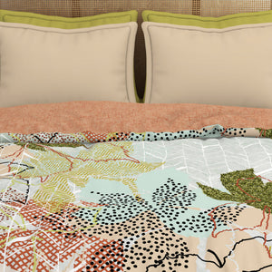Floral Dusty Aqua - Light Aqua Hygro Cotton Shell Double Quilt / AC Comforter - Greeneries By Spaces