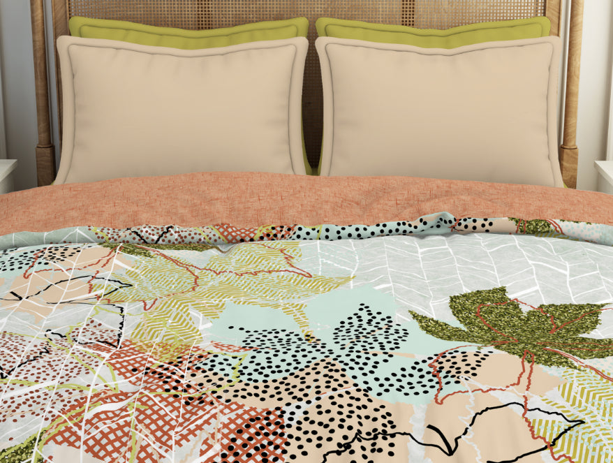 Floral Dusty Aqua - Light Aqua Hygro Cotton Shell Double Quilt / AC Comforter - Greeneries By Spaces
