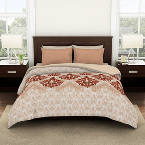 Ornate Wheat - Beige 100% Cotton Shell Double Quilt / AC Comforter - Reagalis By Spaces