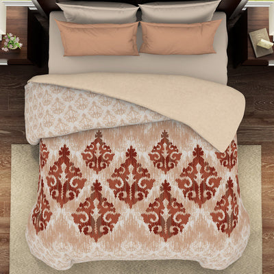 Ornate Wheat - Beige 100% Cotton Shell Double Quilt / AC Comforter - Reagalis By Spaces