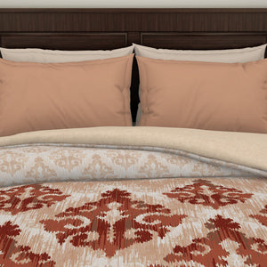 Ornate Wheat - Beige 100% Cotton Shell Double Quilt / AC Comforter - Reagalis By Spaces