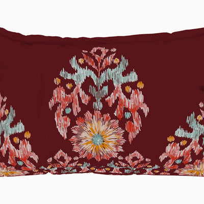 Geometric Red Dahlia 100% Cotton Queen Fitted Sheet - Geostance By Spaces