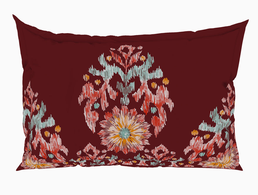 Geometric Red Dahlia 100% Cotton Queen Fitted Sheet - Geostance By Spaces