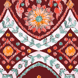Geometric Red Dahlia 100% Cotton Queen Fitted Sheet - Geostance By Spaces