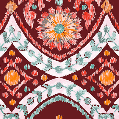 Geometric Red Dahlia 100% Cotton Queen Fitted Sheet - Geostance By Spaces
