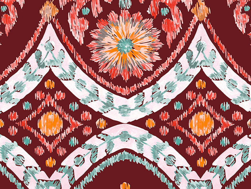 Geometric Red Dahlia 100% Cotton Queen Fitted Sheet - Geostance By Spaces