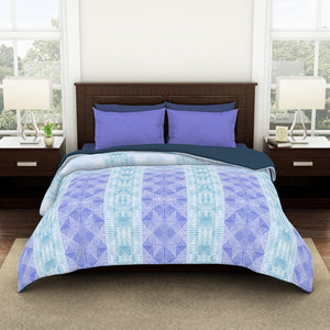 Geometric Nile Blue - Aqua 100% Cotton Shell Double Quilt / AC Comforter - Geostance By Spaces