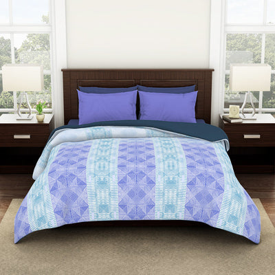 Geometric Nile Blue - Aqua 100% Cotton Shell Double Quilt / AC Comforter - Geostance By Spaces