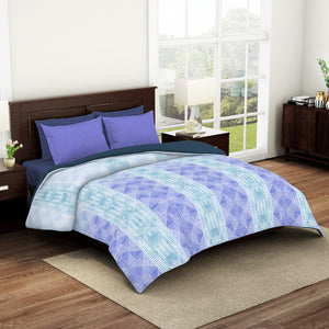 Geometric Nile Blue - Aqua 100% Cotton Shell Double Quilt / AC Comforter - Geostance By Spaces